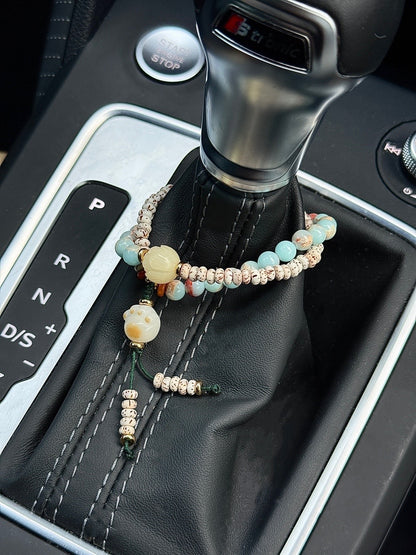 [Natural Shoushan Stone and Bodhi Seeds] Decorative Kitty Paw Clutch Chain / Rearview Pendants / Bracelet