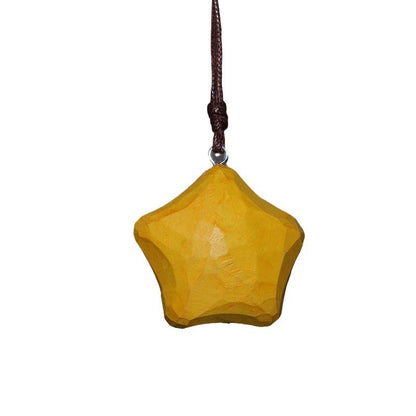 【Lucky Star】Rearview Mirrow Pendant, Hand-carved Wood Car Decoration